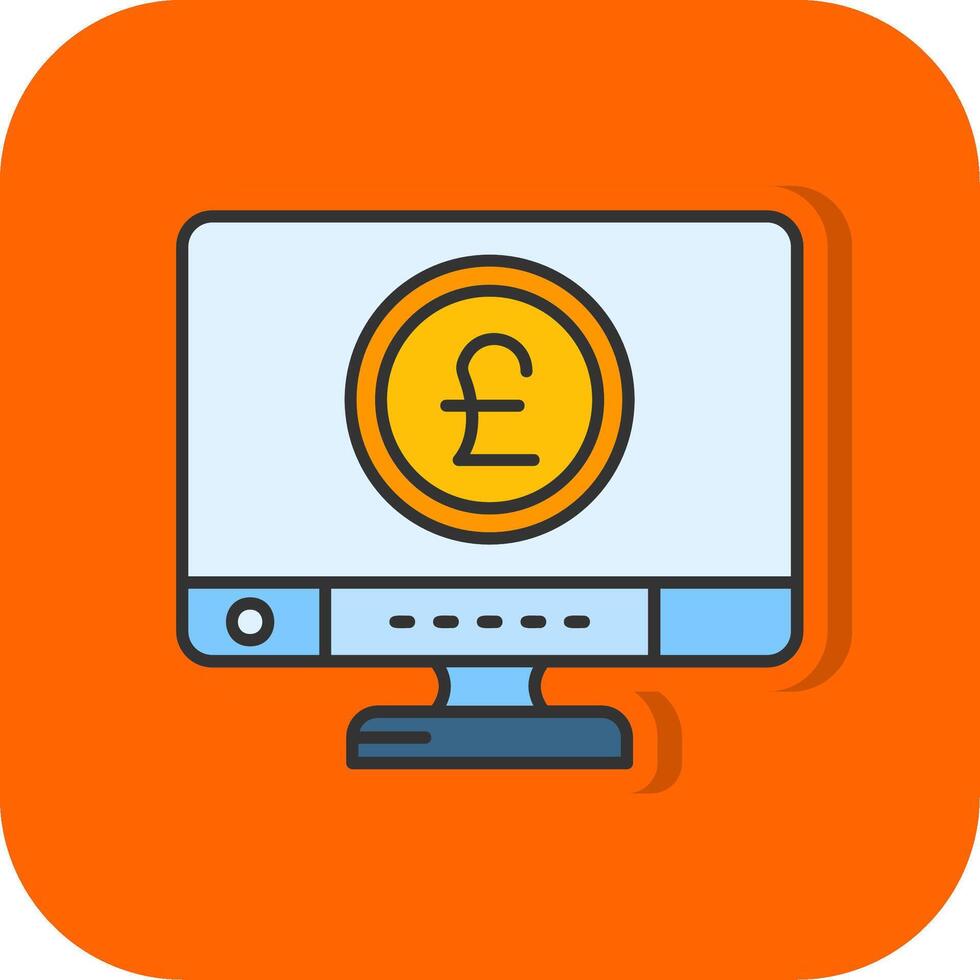 Pound Filled Orange background Icon vector