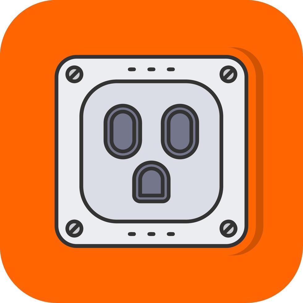 Socket Filled Orange background Icon vector