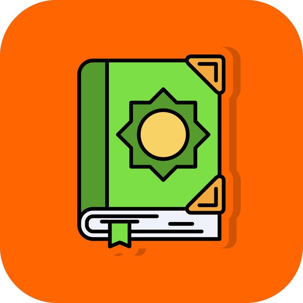 Quran Filled Orange background Icon vector