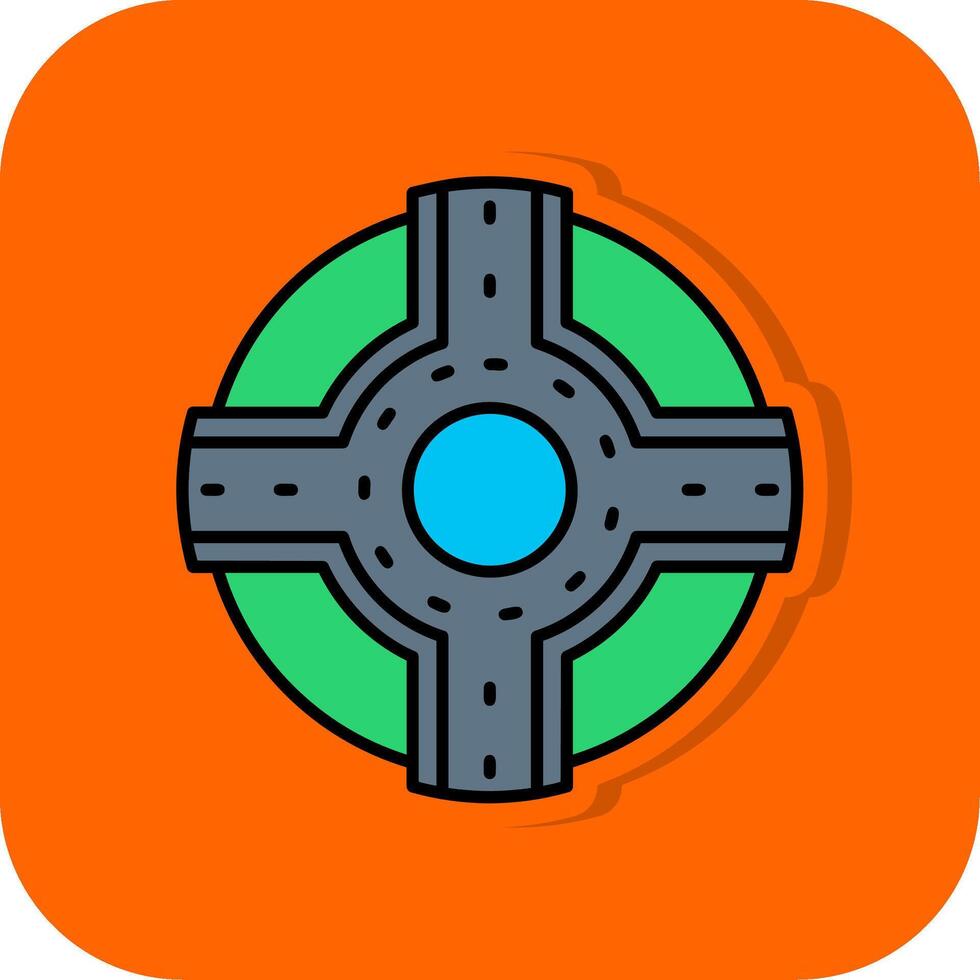 Roundabout Filled Orange background Icon vector