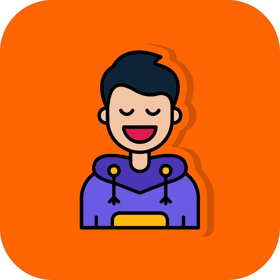 Relieved Filled Orange background Icon vector