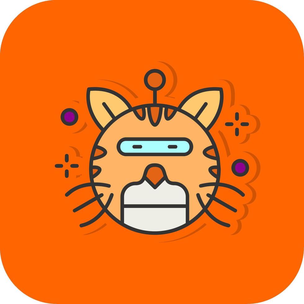 Robot Filled Orange background Icon vector