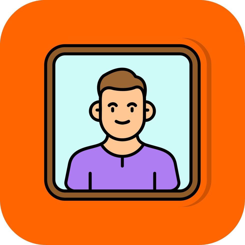 Portrait Filled Orange background Icon vector