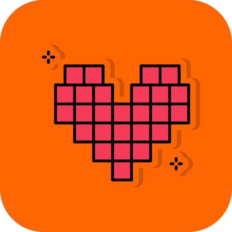 Pixels Filled Orange background Icon vector