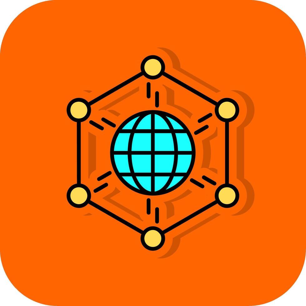 Network Filled Orange background Icon vector