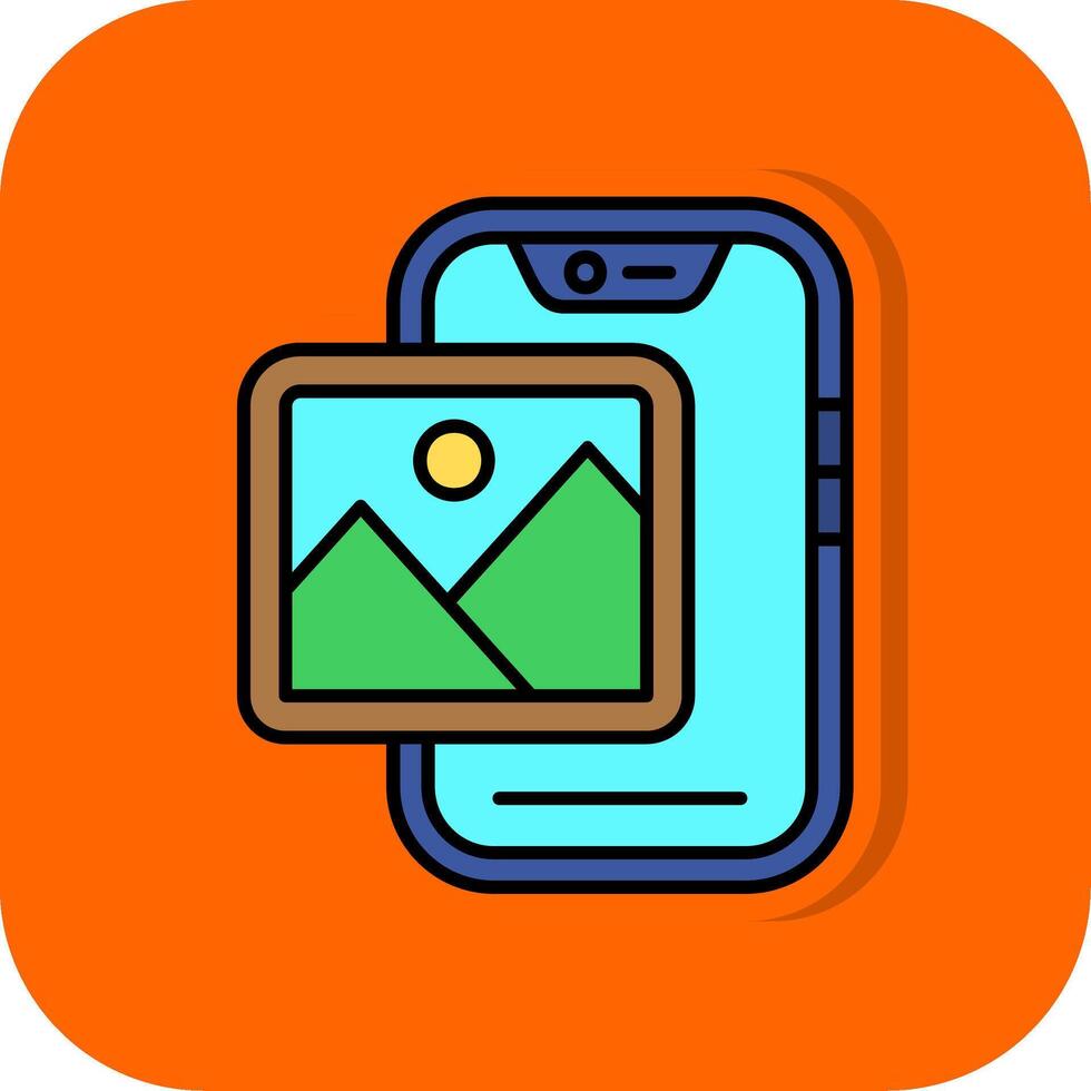 Photos Filled Orange background Icon vector