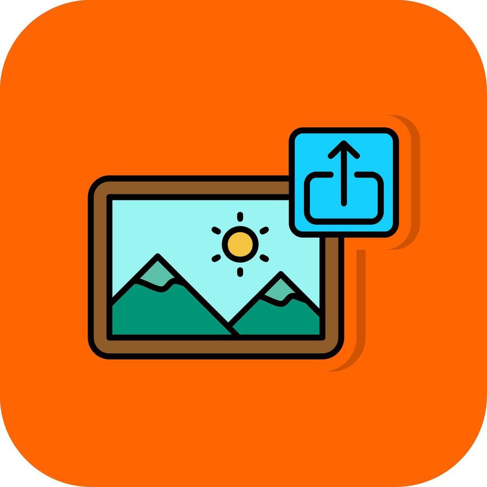 Export Filled Orange background Icon vector