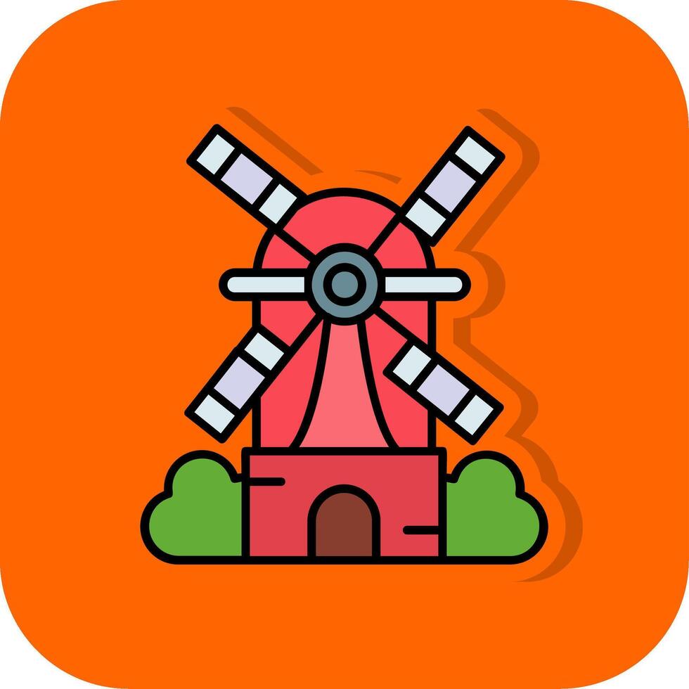 Windmill Filled Orange background Icon vector