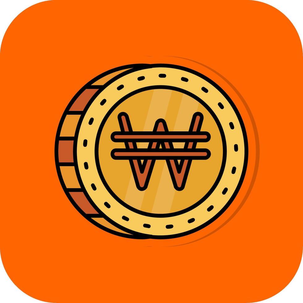 Won Filled Orange background Icon vector