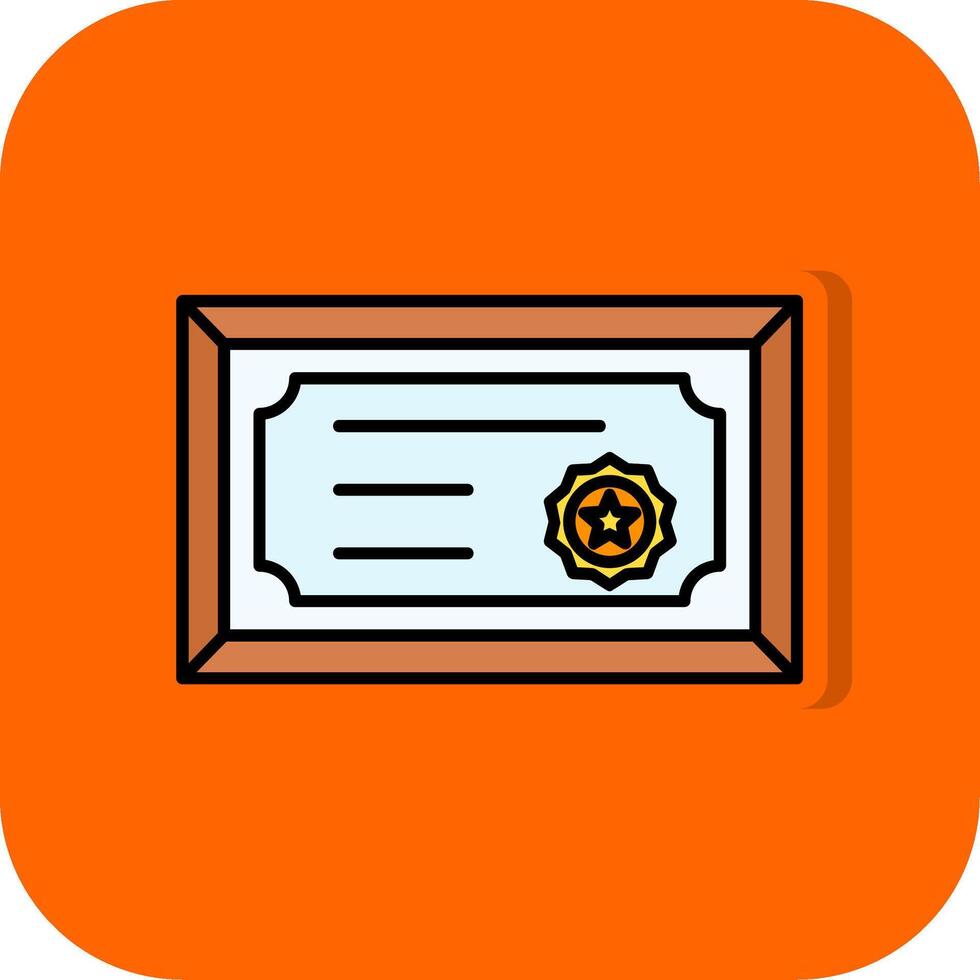 certificado lleno naranja antecedentes icono vector