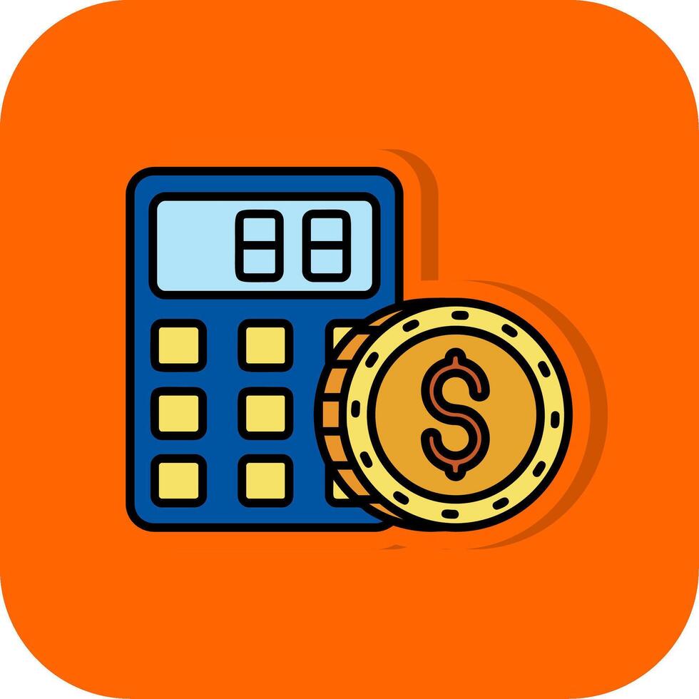 Calculator Filled Orange background Icon vector