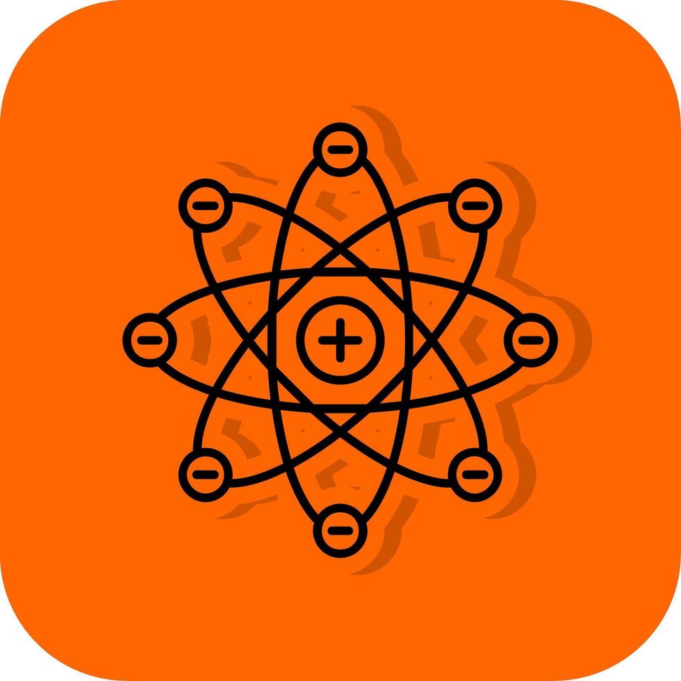 Atom Filled Orange background Icon vector
