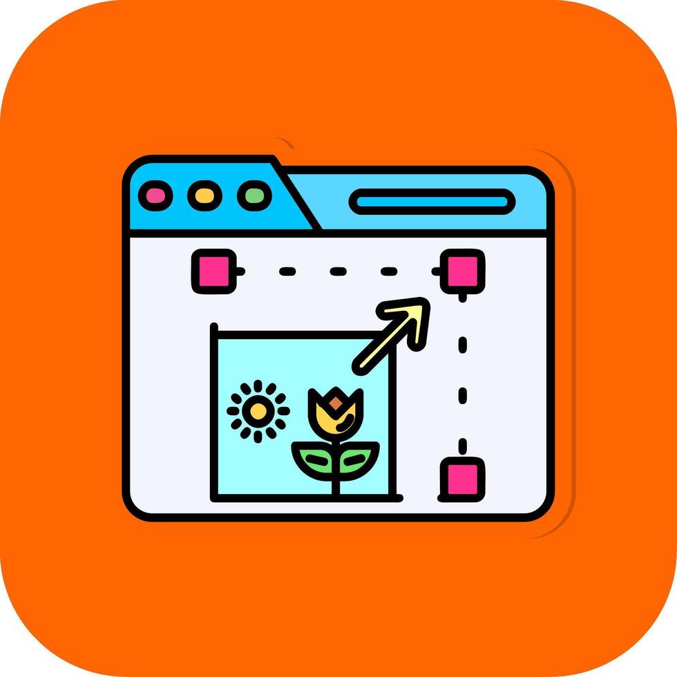 Resize Filled Orange background Icon vector