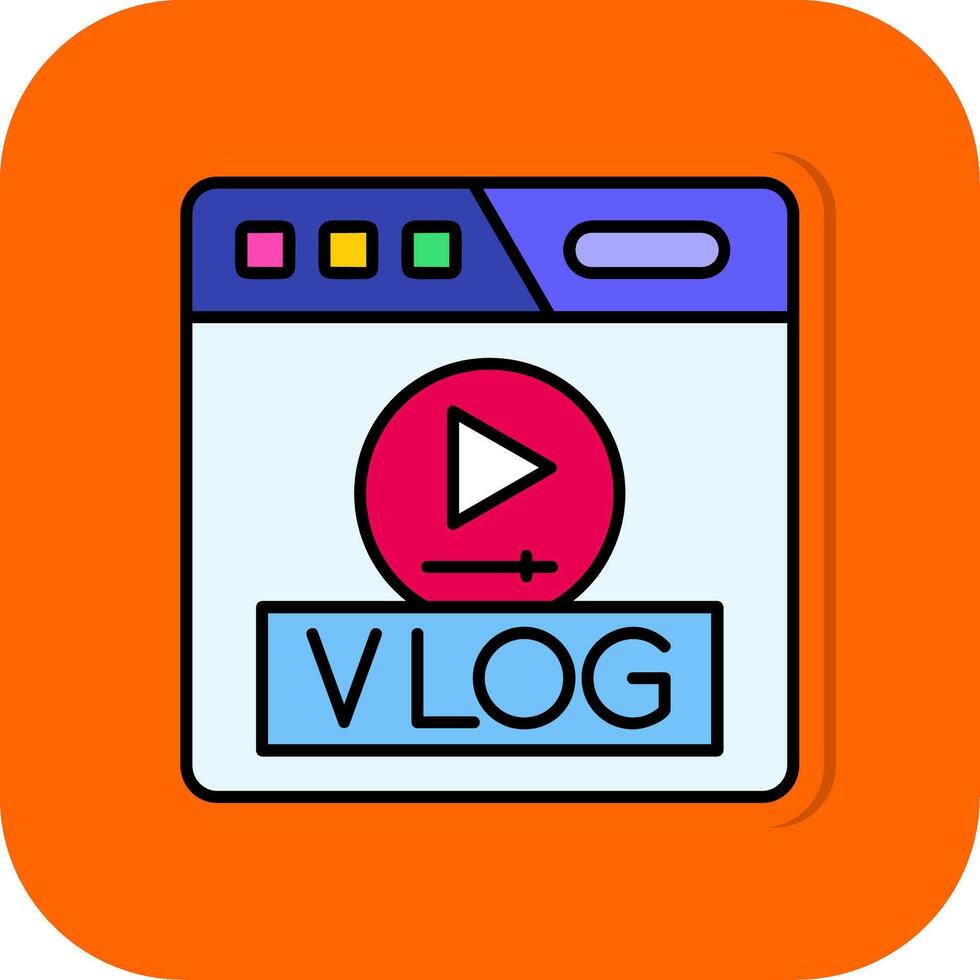 Vlog Filled Orange background Icon vector