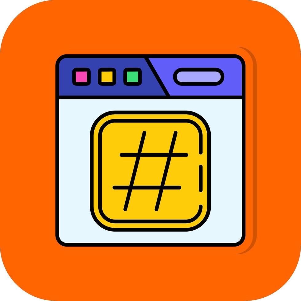 hashtag lleno naranja antecedentes icono vector