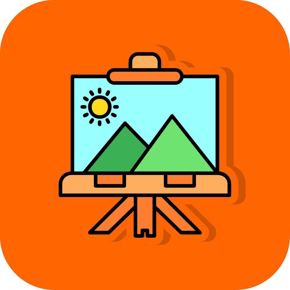 Canvas Filled Orange background Icon vector