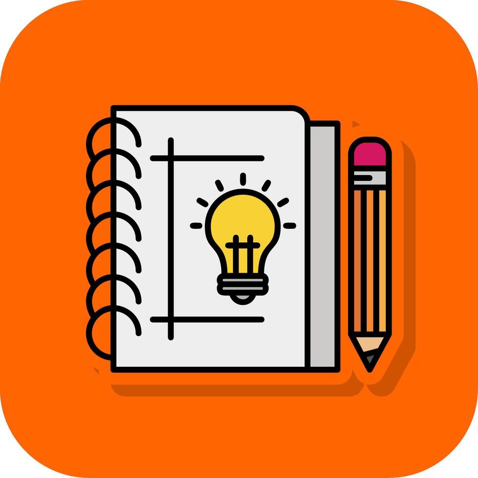 Sketchbook Filled Orange background Icon vector