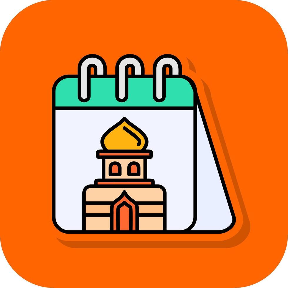 Calendar Filled Orange background Icon vector