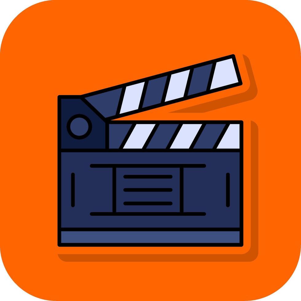 Clapperboard Filled Orange background Icon vector