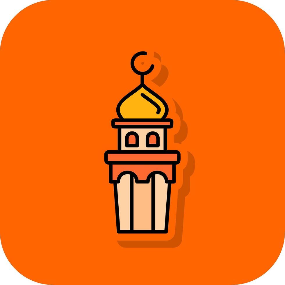 Minaret Filled Orange background Icon vector