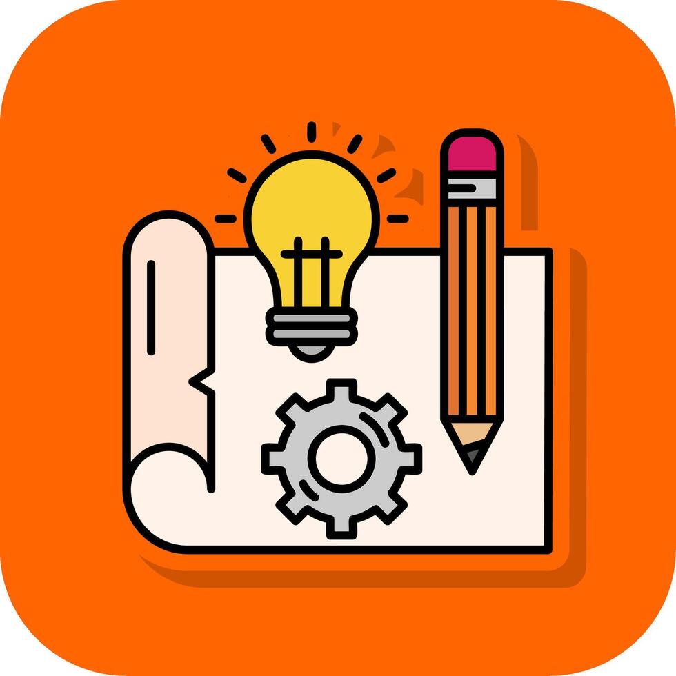 Blueprint Filled Orange background Icon vector