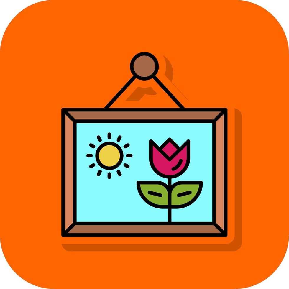 Picture Filled Orange background Icon vector