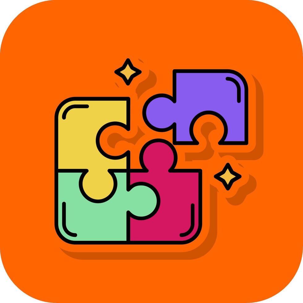 Puzzle Filled Orange background Icon vector