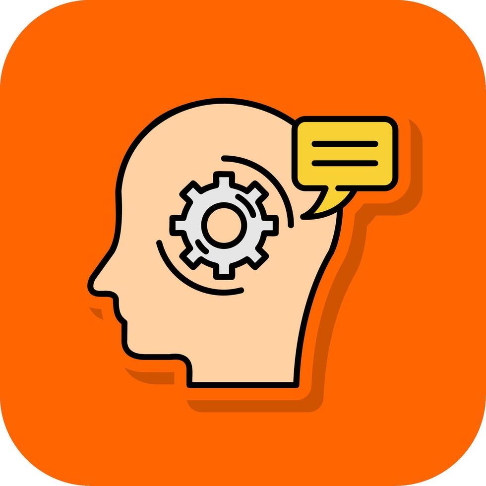 Thinking Filled Orange background Icon vector