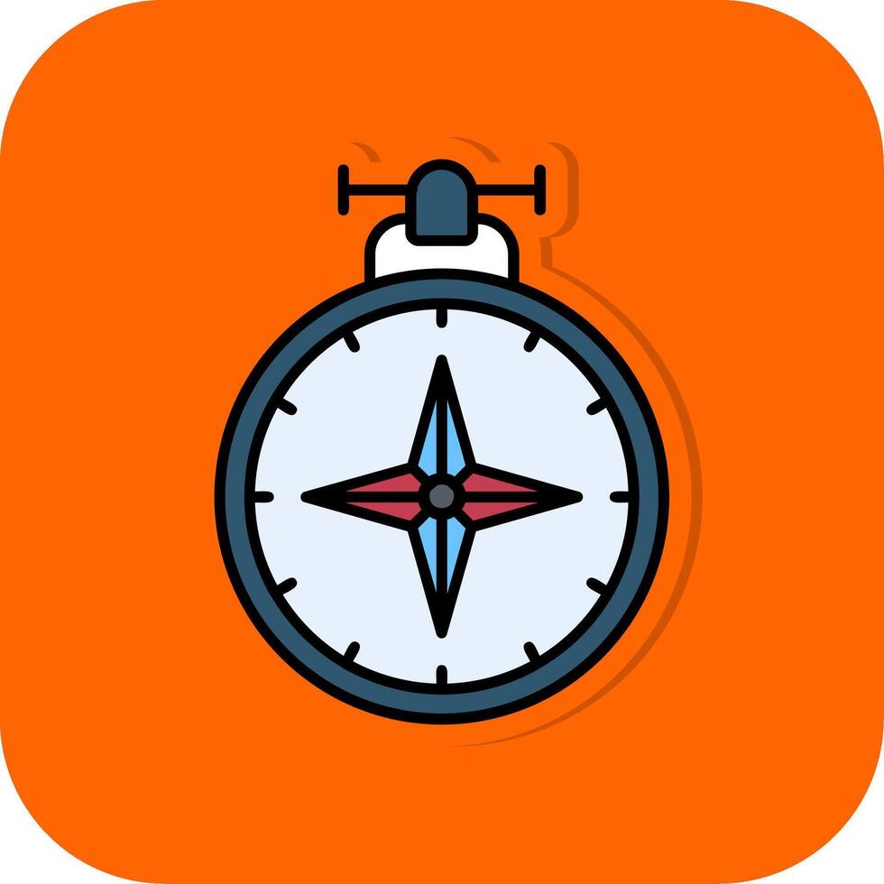 Compass Filled Orange background Icon vector