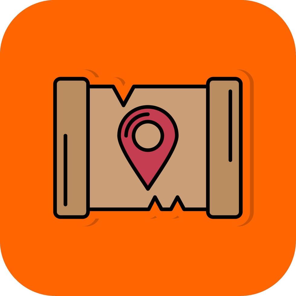 Map Filled Orange background Icon vector