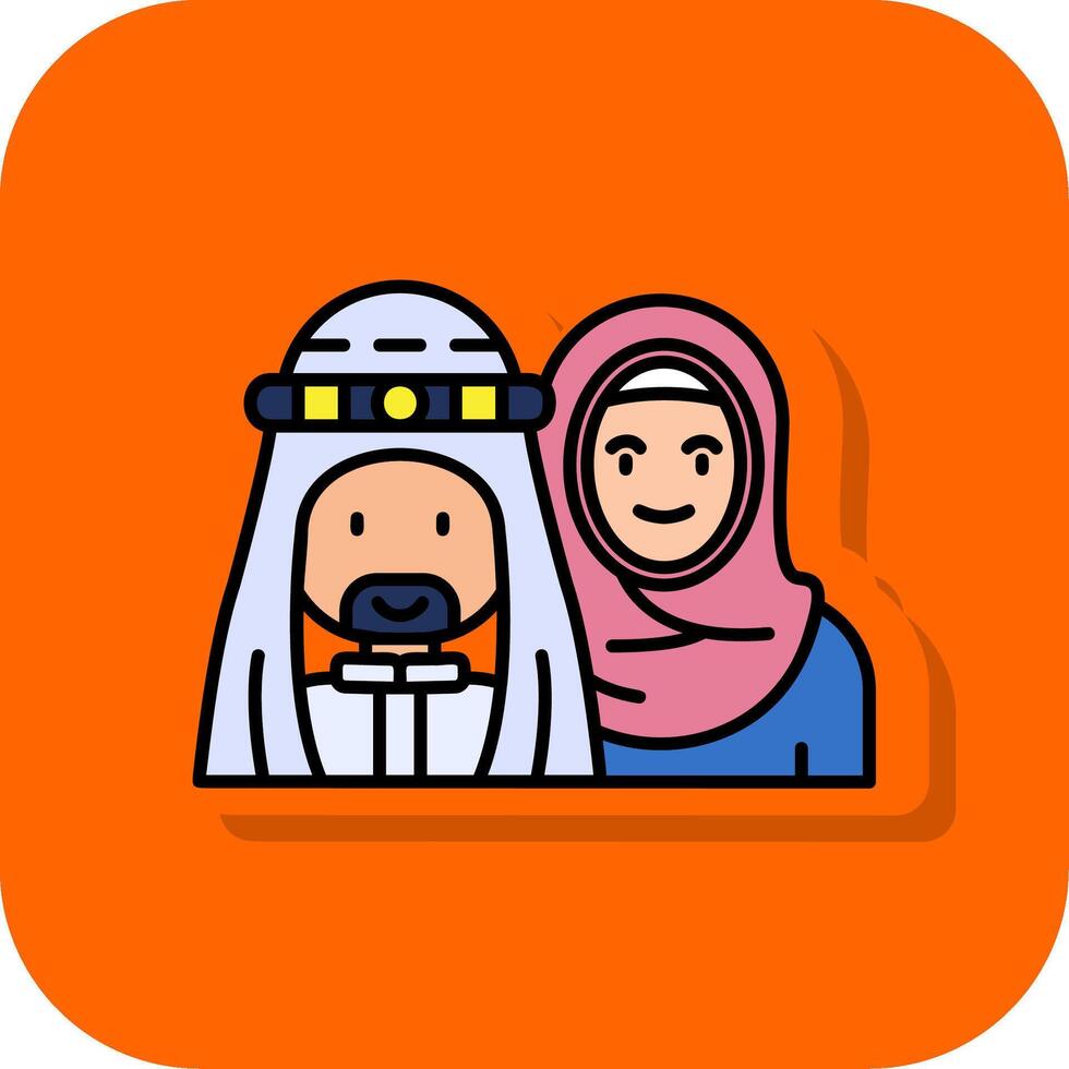 Muslim Filled Orange background Icon vector