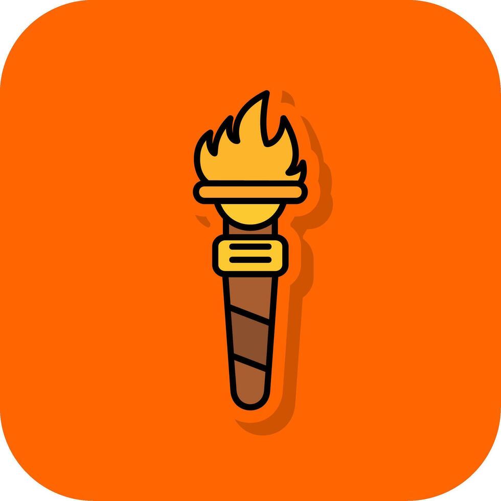 Torch Filled Orange background Icon vector