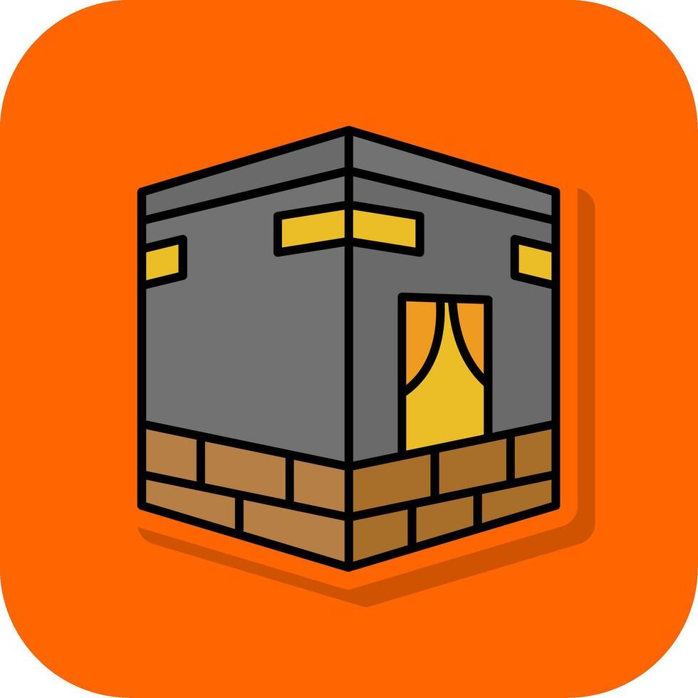 Qibla Filled Orange background Icon vector