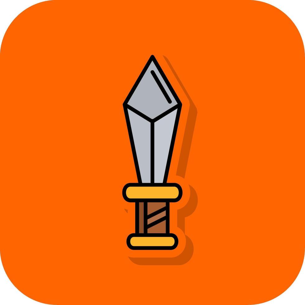 Dagger Filled Orange background Icon vector