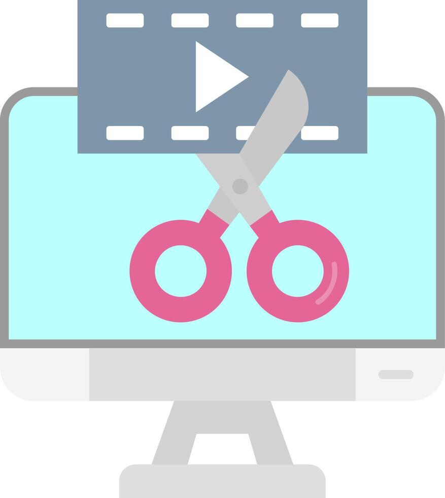 Video editor Flat Light Icon vector