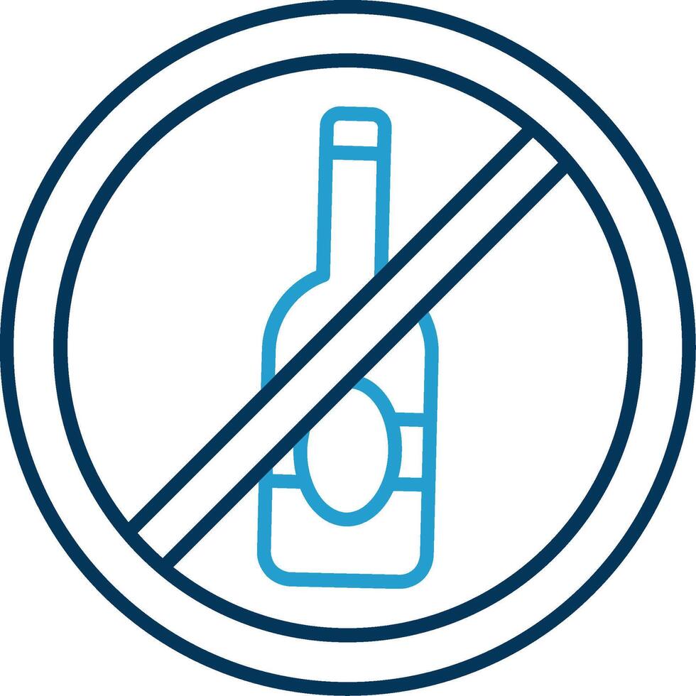 No alcohol Line Blue Two Color Icon vector