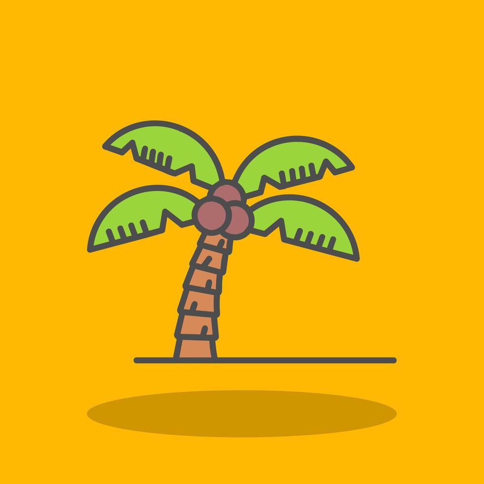 palma árbol lleno sombra icono vector