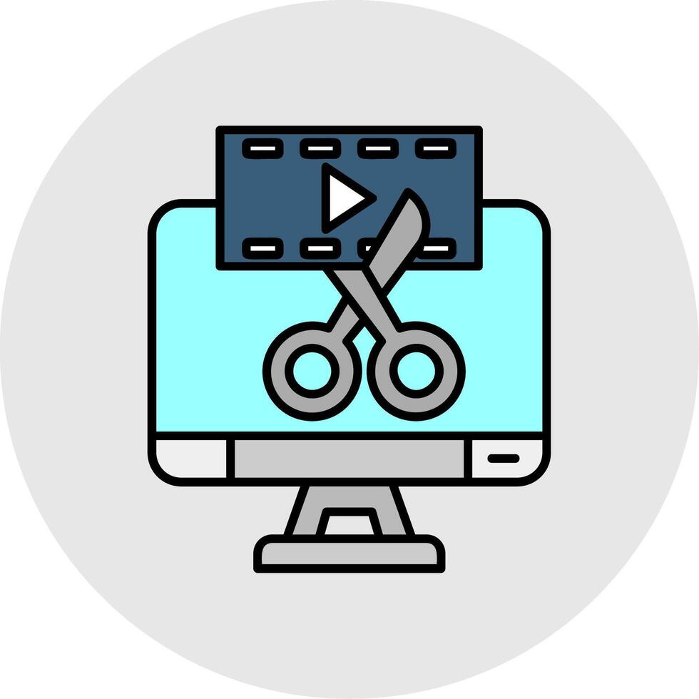 Video editor Line Filled Light Circle Icon vector