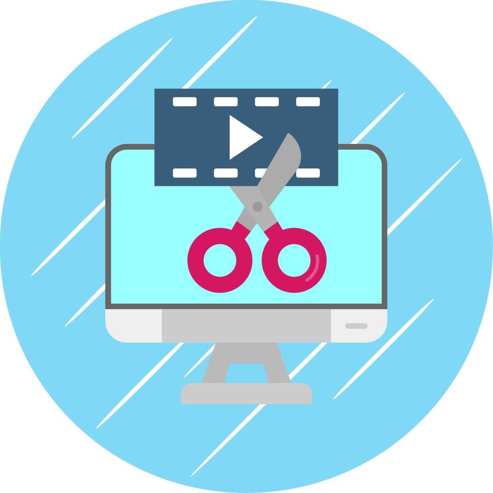 Video editor Flat Blue Circle Icon vector