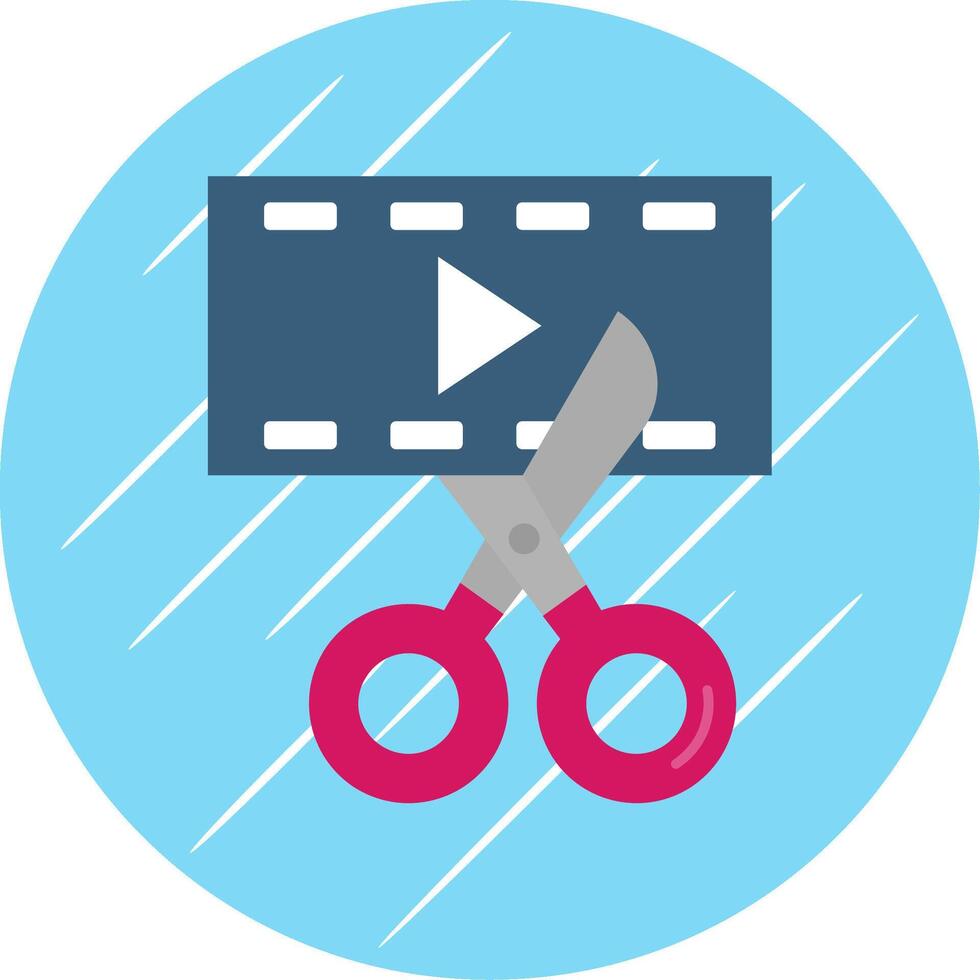 Video editor Flat Blue Circle Icon vector