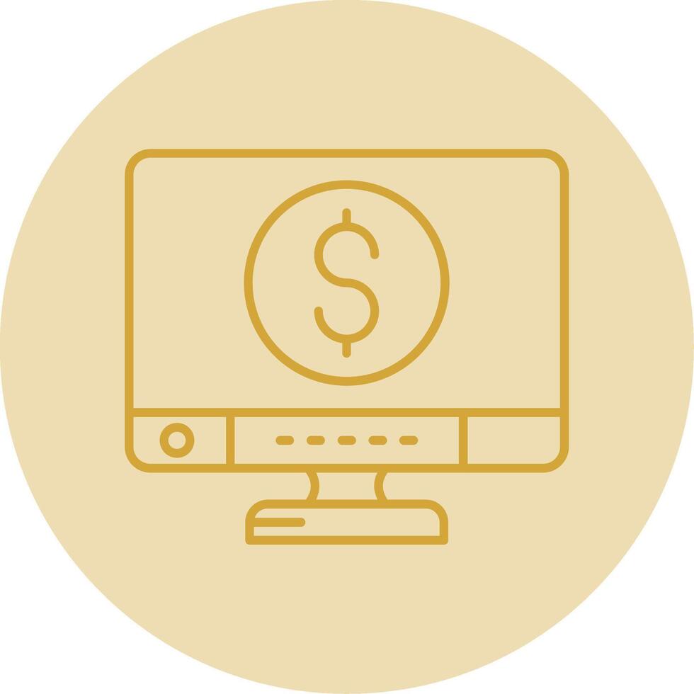 dólar línea amarillo circulo icono vector