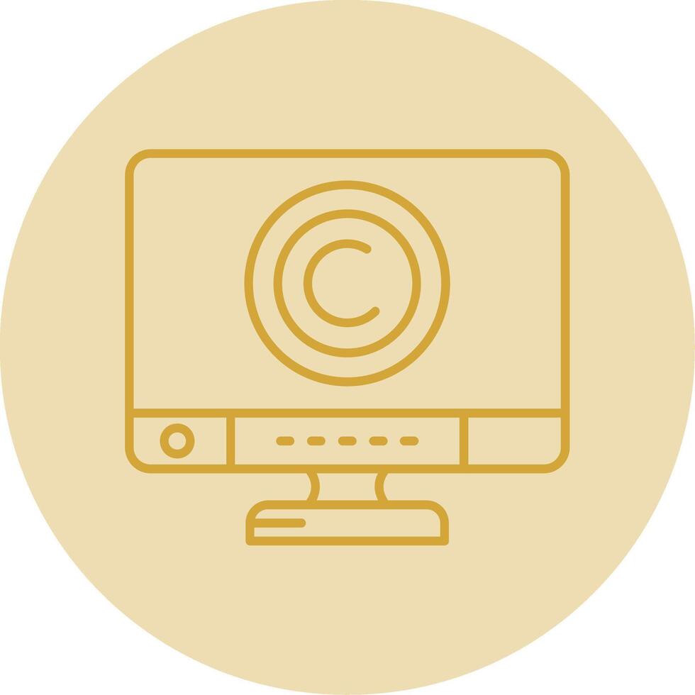 derechos de autor línea amarillo circulo icono vector