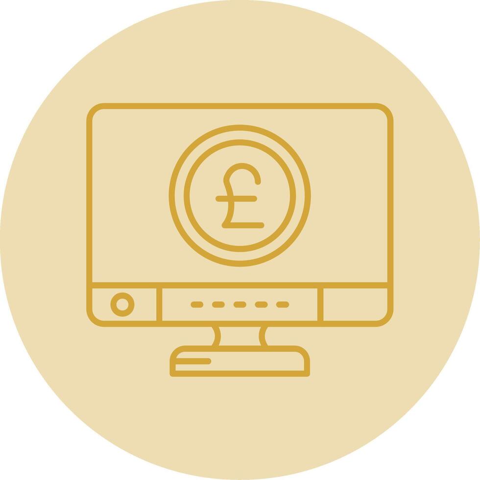 Pound Line Yellow Circle Icon vector