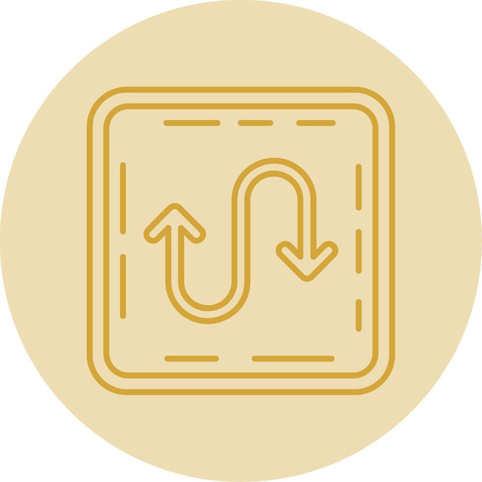 Zigzag Line Yellow Circle Icon vector