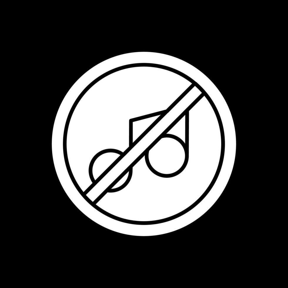 No music Glyph Inverted Icon vector