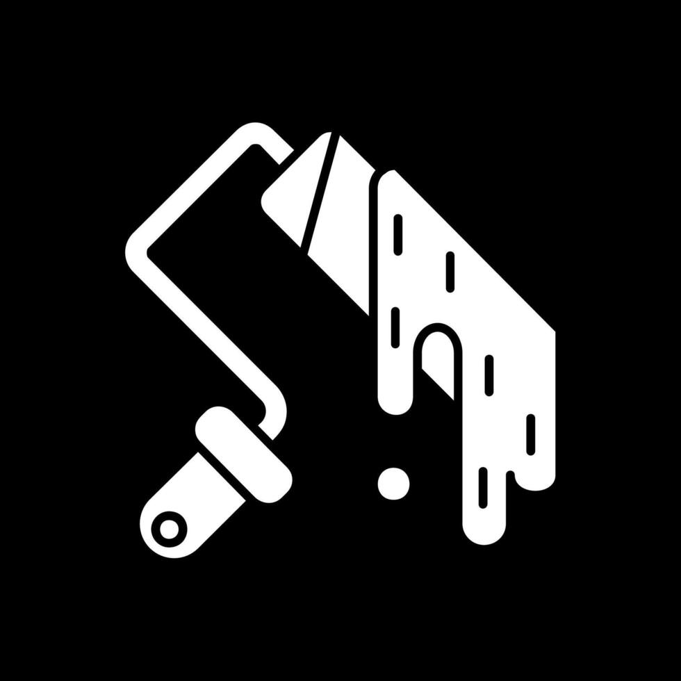 Paint roller Glyph Inverted Icon vector