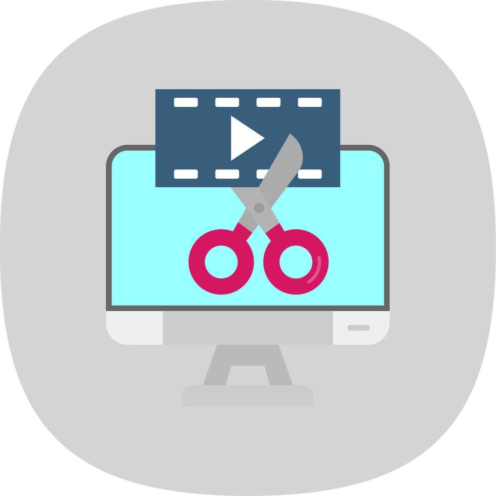 Video editor Flat Curve Icon vector