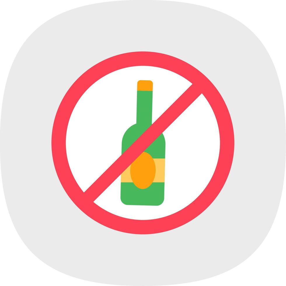 No alcohol Flat Curve Icon vector