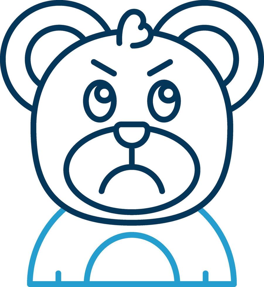 Angry Line Blue Two Color Icon vector