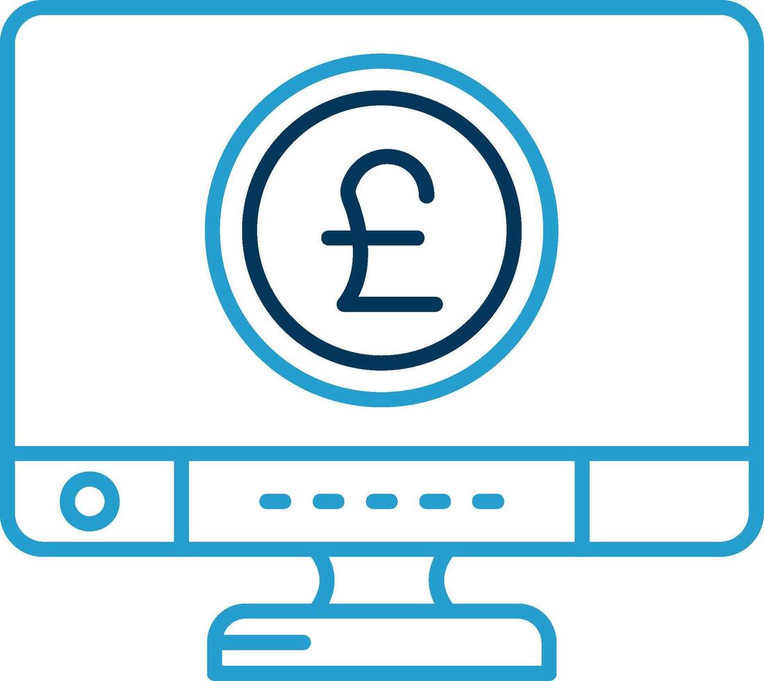 Pound Line Blue Two Color Icon vector